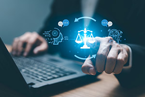 Government technology concept man at laptop