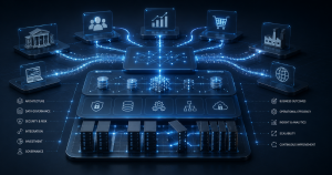Futuristic enterprise architecture visualization