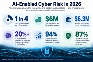AI-enabled cyber attack statistics for 2026 including breach frequency, average breach cost and executive cybersecurity concerns